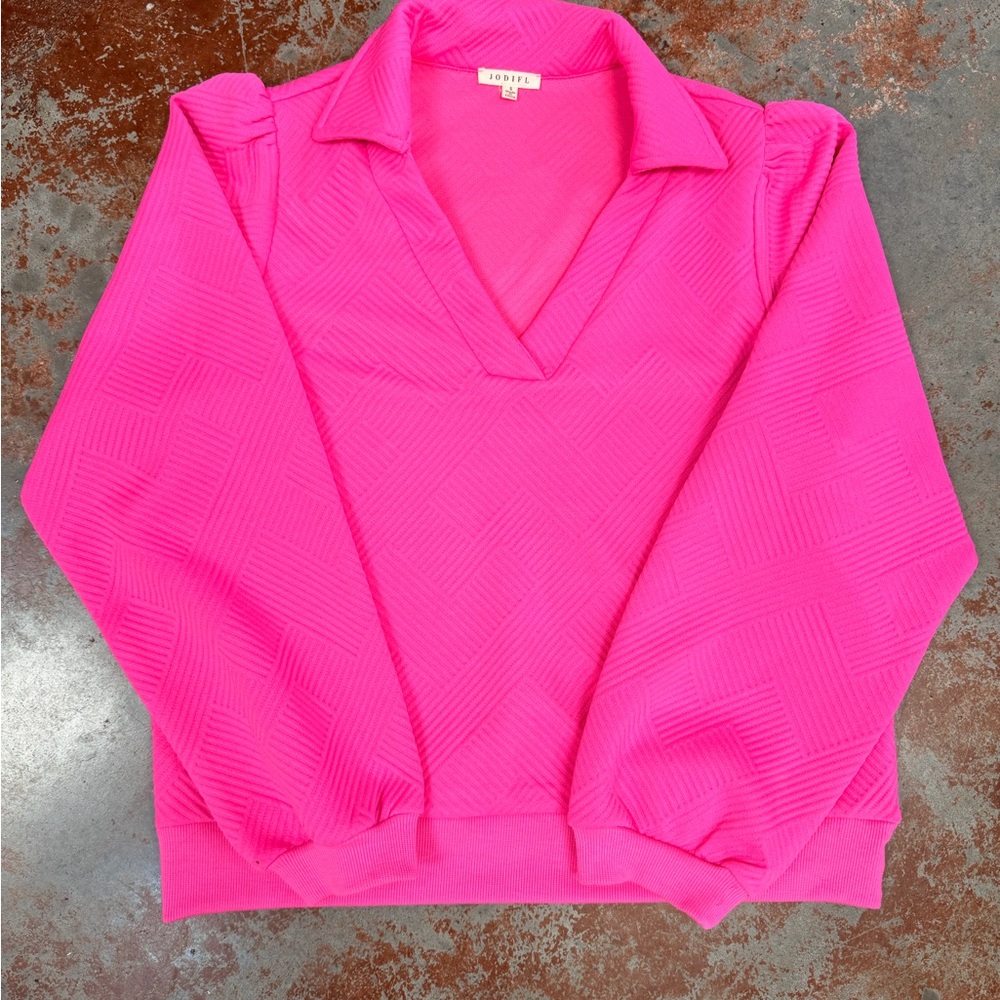 Bright Pink V-Neck Sweater